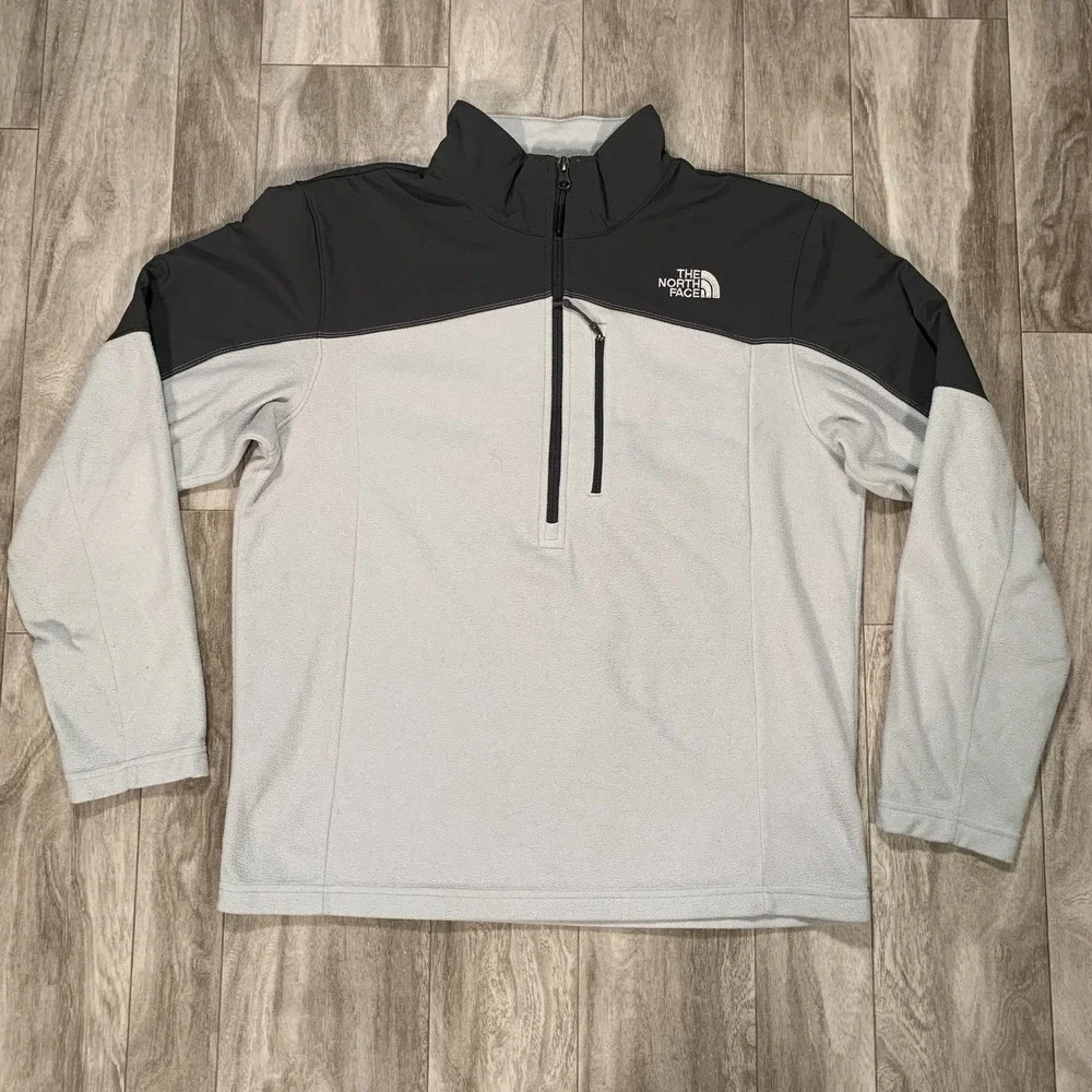 The North Face Pullover Mens Large White Black Color block 1/4 Zip Windbreaker